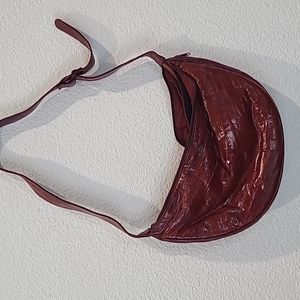 Vintage genuine eel skin handbag red